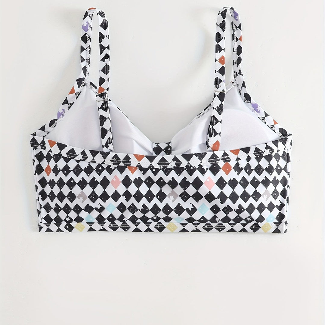 Dame Triangel-Bikini Top med moderne grafisk mønster Skovae