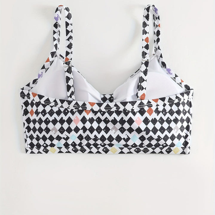 Dame Triangel-Bikini Top med moderne grafisk mønster Skovae