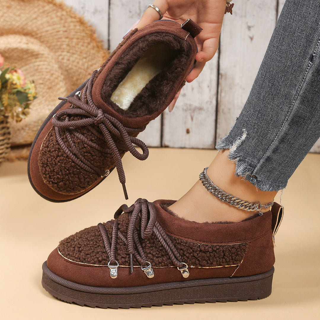 Dame Fluffy Sneakers med varmt indvendigt foer og trendy snørredesign Stilla