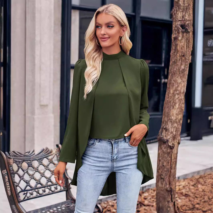 Dame komfortabel bluse med elegant ståkrave Stilla