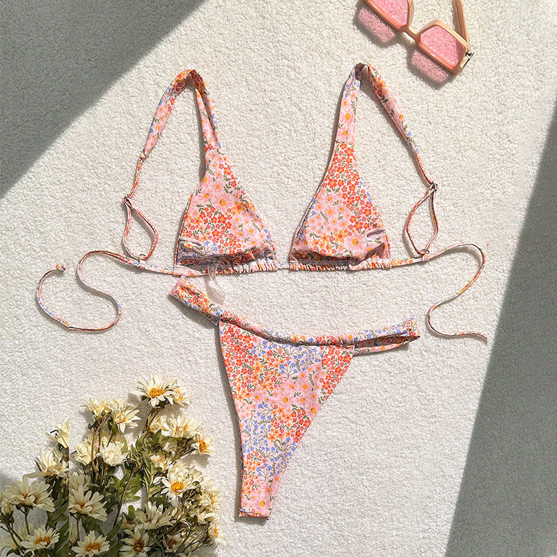 Dame Triangel-Bikini med legende blomsterdesign Skovae