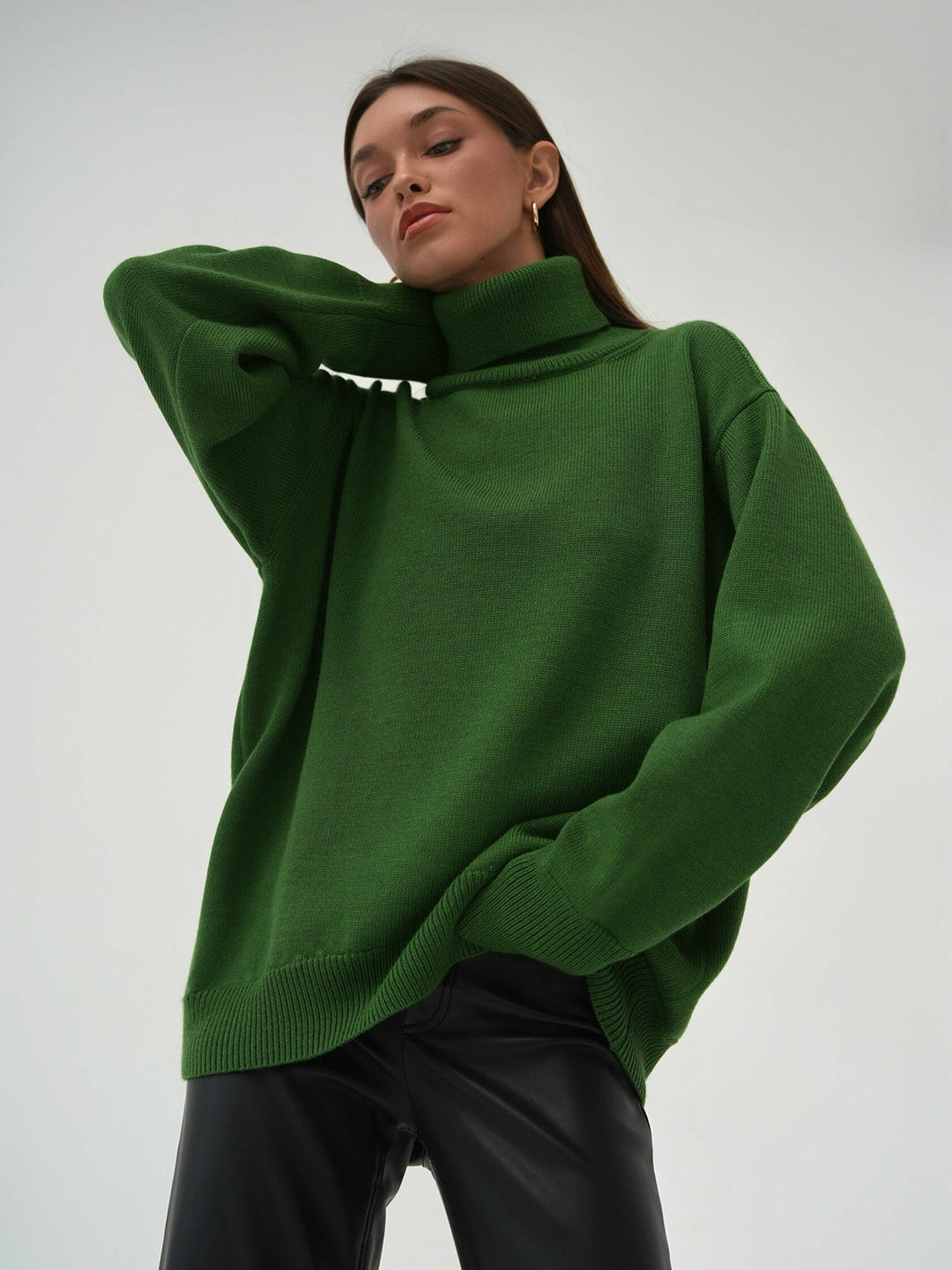 Dame Oversized Pullover med højstående krave Stilla