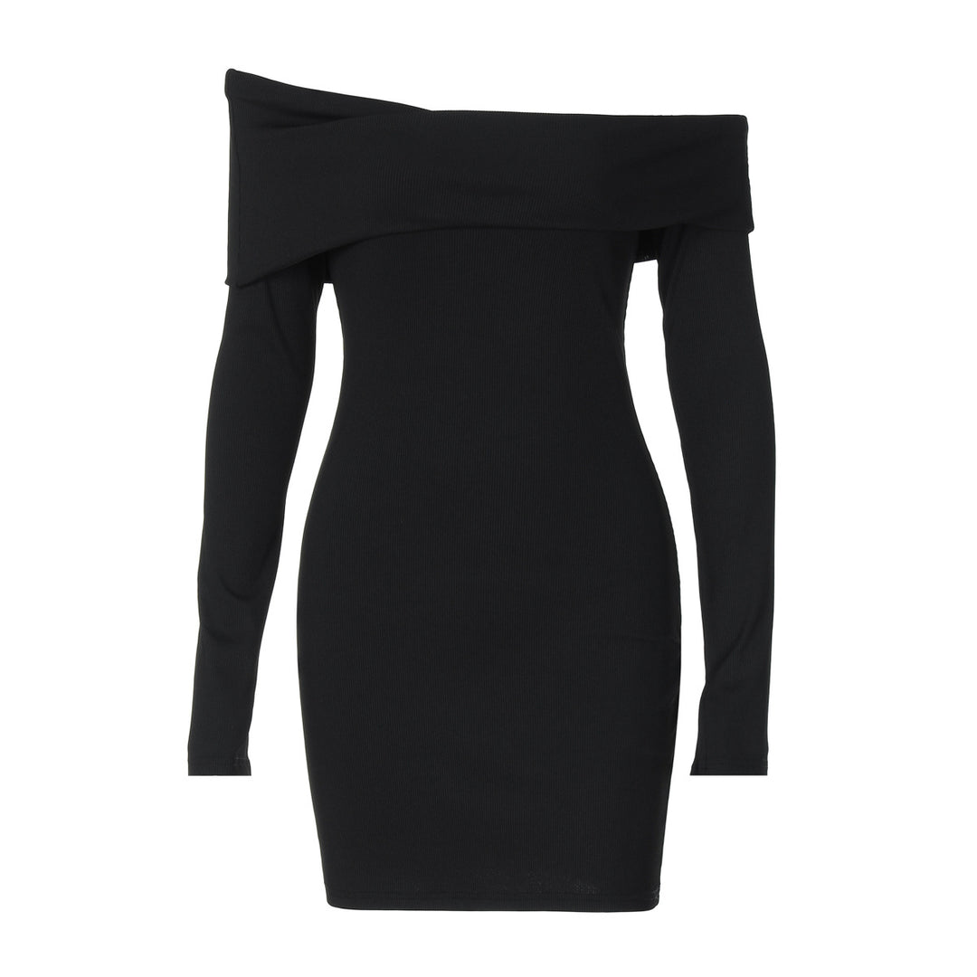 Dame Off-Shoulder Minikjole med langærmet og elegant omslag detalje Stilla