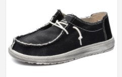 Herre nan afslappet mokassin-sneaker lavet af denimstof med elastisk tau-snørebånd og polstret komfortsål Skovae