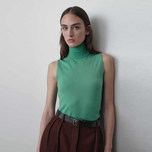 Dame ærmeløs Turtleneck-top i højkvalitets, strækbart materiale med tætsiddende pasform Stilla