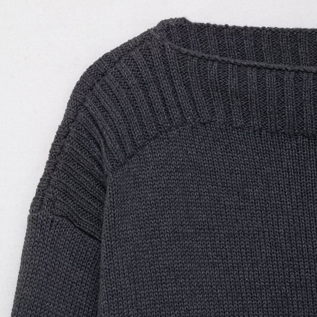 Dame elegant oversized strikpullover med bred rund halsudskæring Stilla