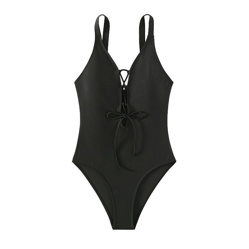 Dame one-piece badedragt med raffineret snøre detaljer Skovae