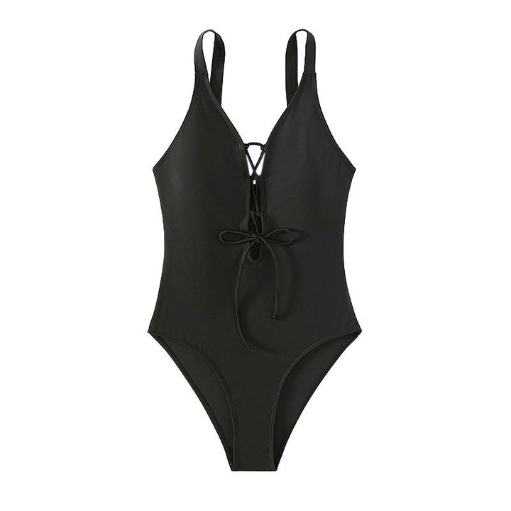 Dame one-piece badedragt med raffineret snøre detaljer Skovae