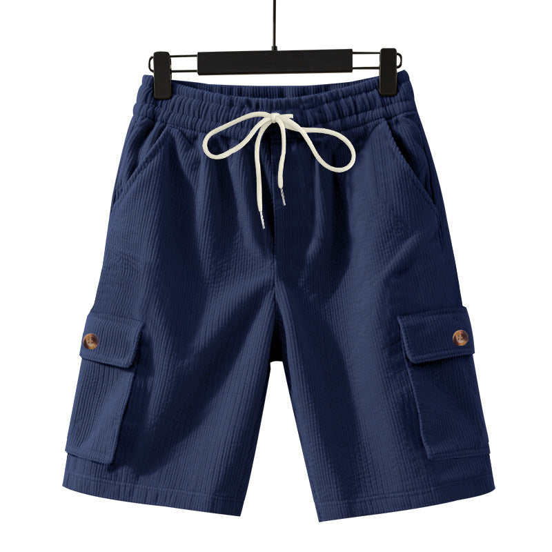 Herren nan Cord-Cargo-Shorts med elastisk tunnelstræk, påsyede cargolommer og blød bomuldsblanding Skovae
