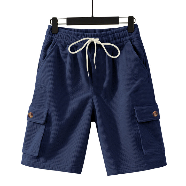 Herren nan Cord-Cargo-Shorts med elastisk tunnelstræk, påsyede cargolommer og blød bomuldsblanding Skovae