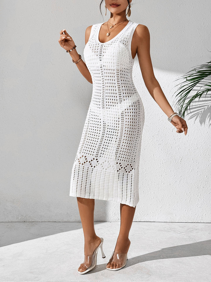 Femme Elegante Hæklestrik Midi Kjole Stilla