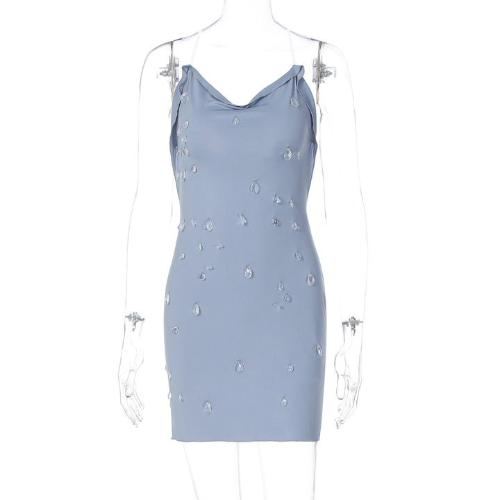 Dame figurformende minikjole med elegant drapering og transparente applikationer Skovae