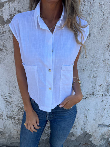 Dame Button-Up Ärmløs Utility Top Stilla