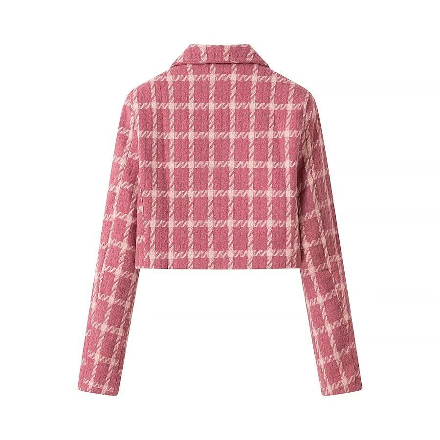 Femme Cropped Teksturiseret Blazer med Dobbelt Knapsystem Stilla