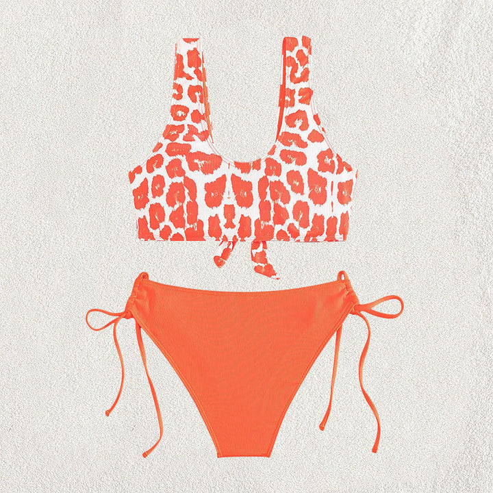 Dame Triangel-Bikini Sæt med legende leopardmønster og praktiske bånd Skovae