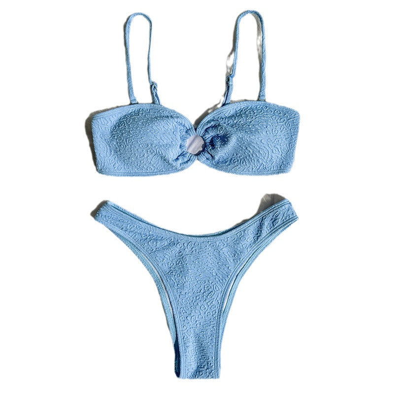 Dame Bandeau-Bikini med struktureret stof Skovae