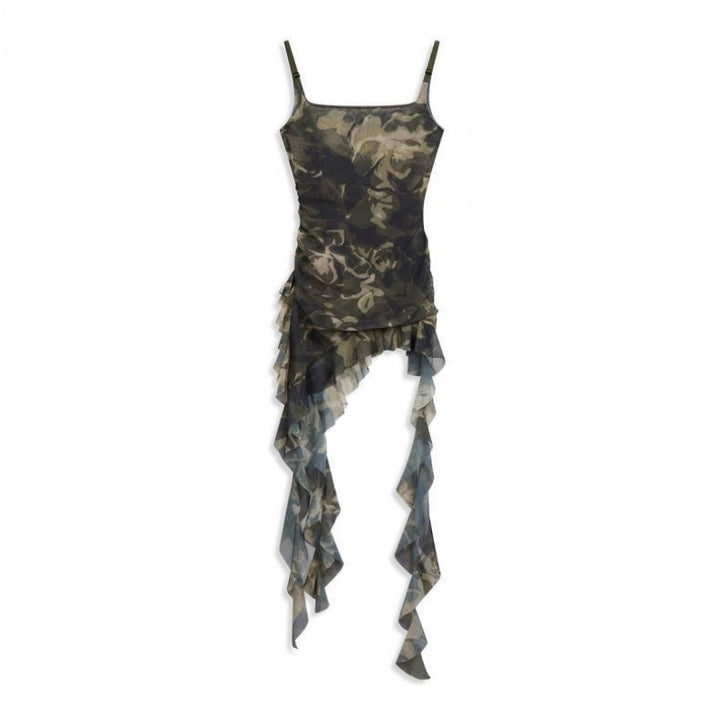 Dame asymmetrisk ruffles slip dress Stilla
