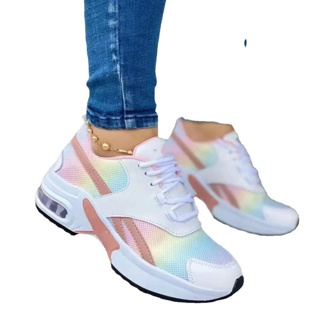 Damer nan sporty komfort sneakers med synlig luftdæmpning, netstof og læderlookpaneler Skovae