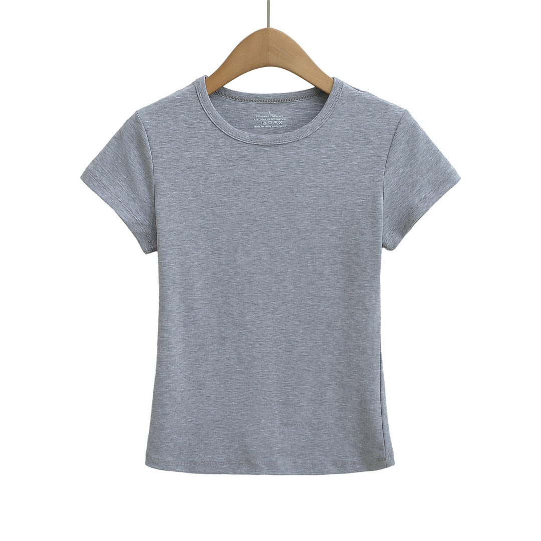 Dame Basic T-shirt med rund udskæring og tætsiddende pasform Stilla