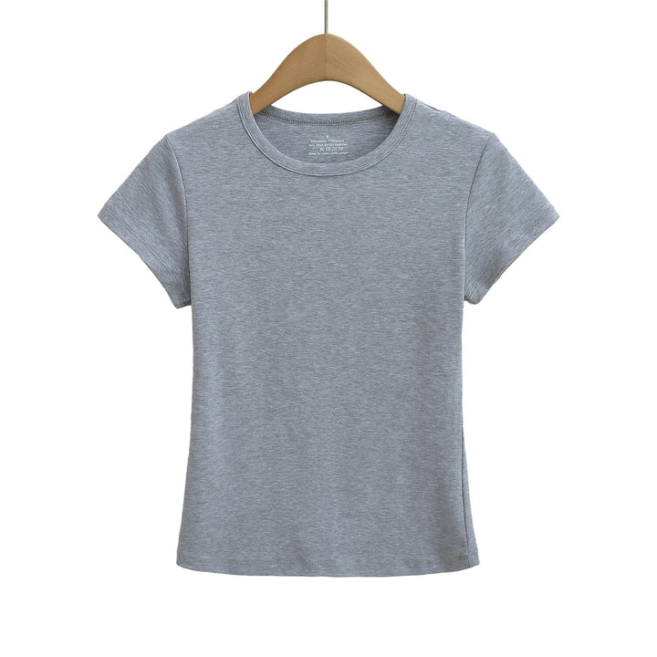 Dame Basic T-shirt med rund udskæring og tætsiddende pasform Stilla