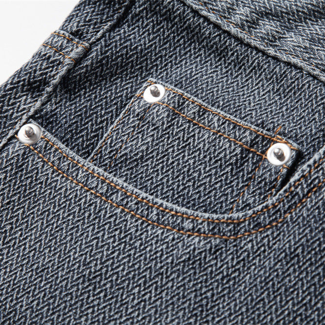 Herrer nan Jeansshorts med opfoldning, medium høj talje og klassisk lommeopdeling Skovae