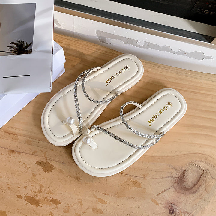 Dame toe separator med glitrende perlepynt og komfortabel sål Stilla