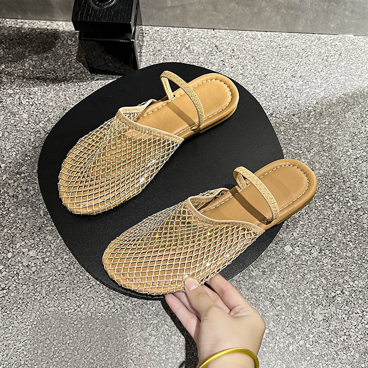 Dame mode Slip-On Sandaler med funkende netdesign og komfortabelt fodseng Stilla