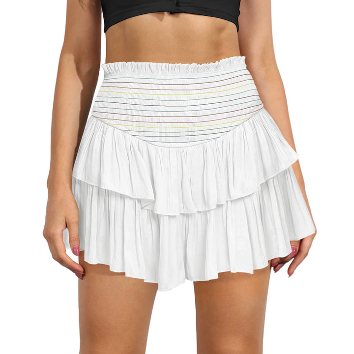 Dame Ruffle shorts med elastisk talje og voluminøse lag Stilla