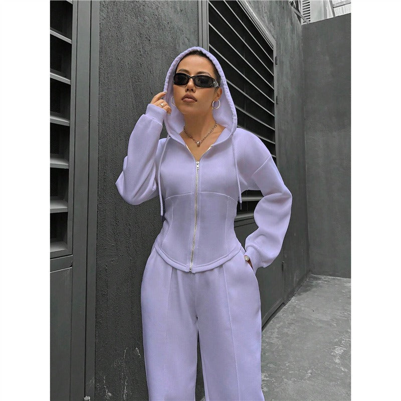 Kvindernes figurformende hoodie sæt med subtile lynlåsdetailler Stilla