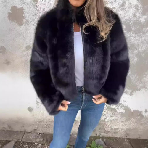Kvinders Cozy Fleece Jakke med Høj Krave Skovae