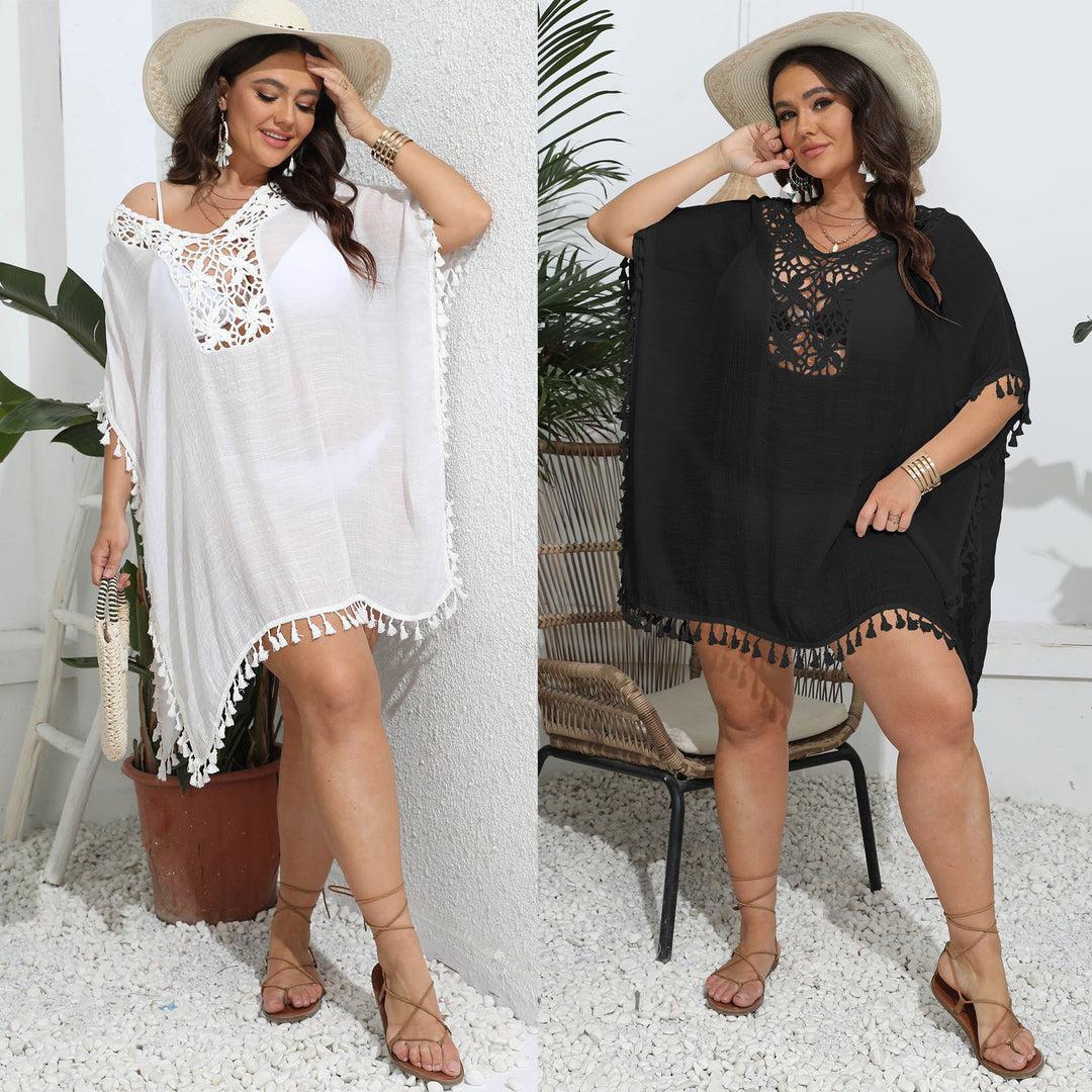 Dame elegant hæklede strandponcho Skovae