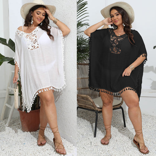 Dame elegant hæklede strandponcho Skovae