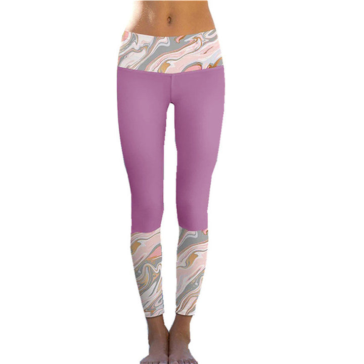 Dame sportleggings med moderne marmor mønster og elastisk talje Stilla