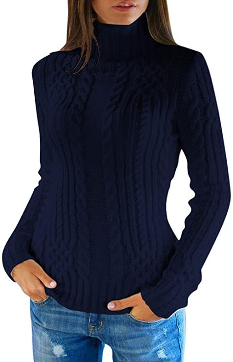 Dame sweater med ståkrave og struktureret strikdesign Stilla