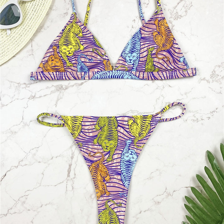 Dame Triangle Top og justerbar Tanga Bikini Sæt Stilla