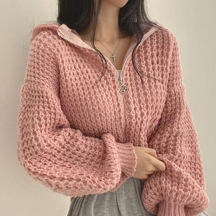 Kvinders fashionable cardigan med lynlås og løs pasform Stilla