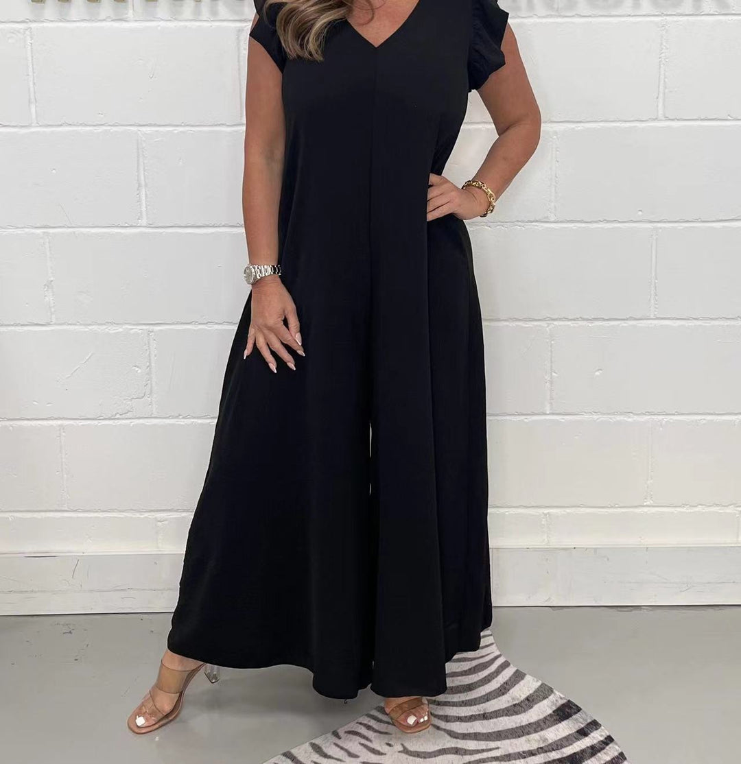 Dame Elegant Jumpsuit med voluminøse ærmer og V-udskæring Stiila