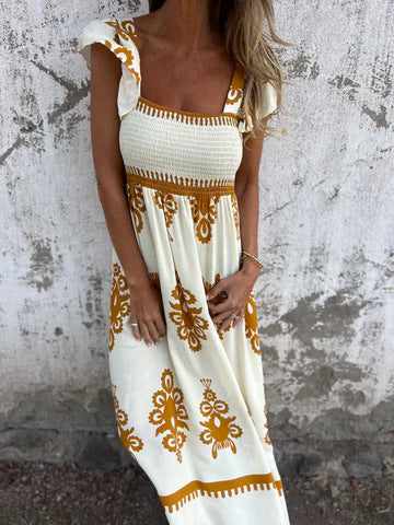 Dame Boho-Chic Firkantet Udsnit Maxikjole Stilla