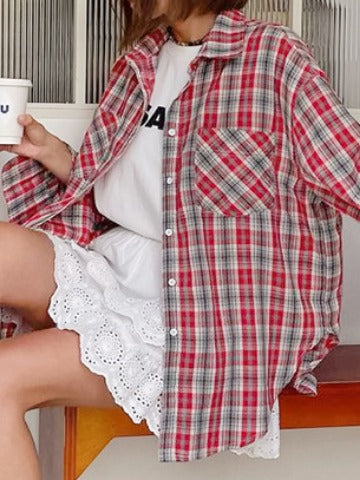 Dame afslappet ternet skjorte med behagelig oversized pasform Stilla