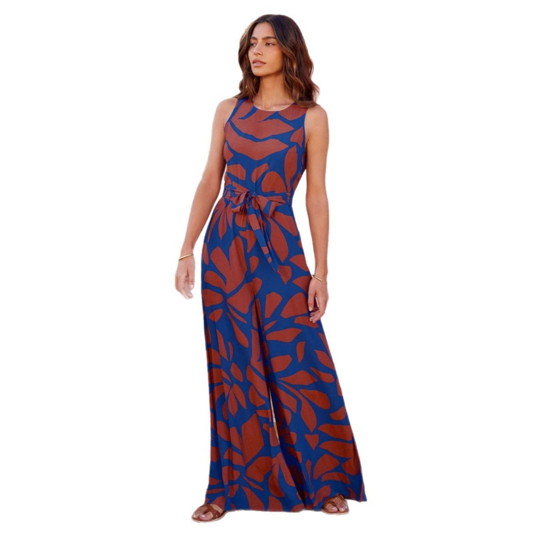 Women's Floral Maxi Dress with Tie Belt and Elegant Cut Stilla