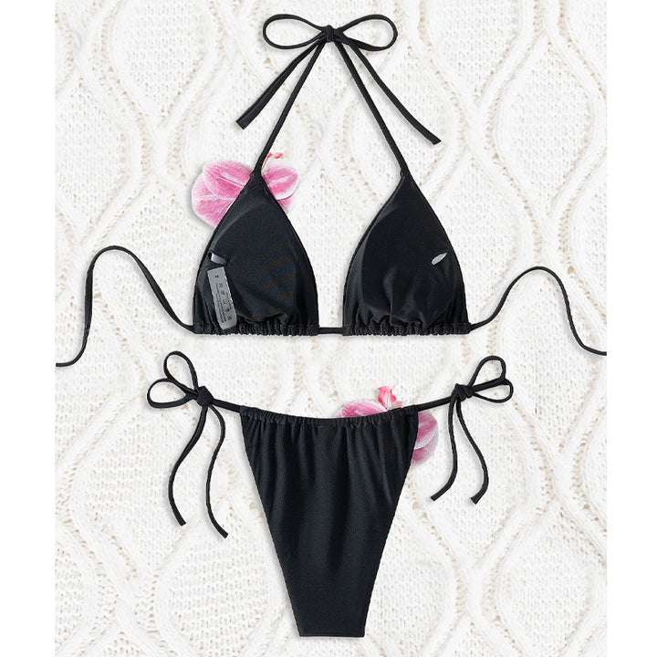 Dame Triangel-Bikini med dekorative orkidé-detaljer Skovae