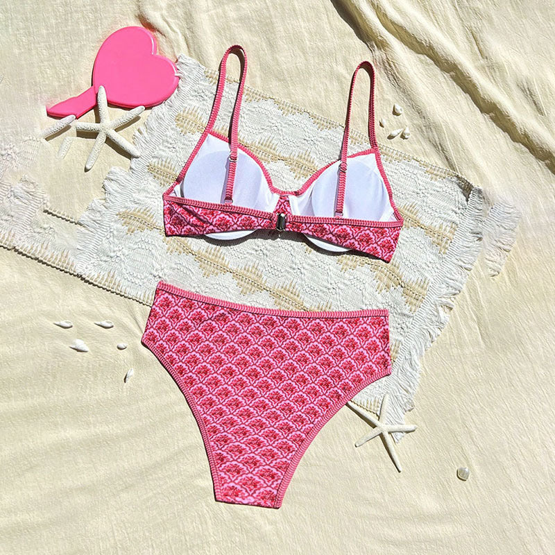 Dame Højtaljede bikini med elegant mønster Skovae