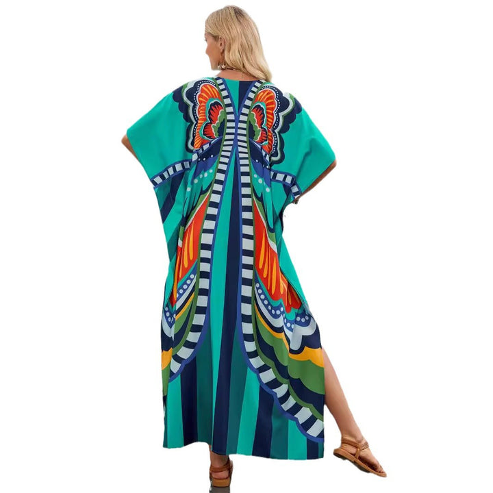 Dame Vibrant Trykt Maxi Kaftan Kjole Stilla