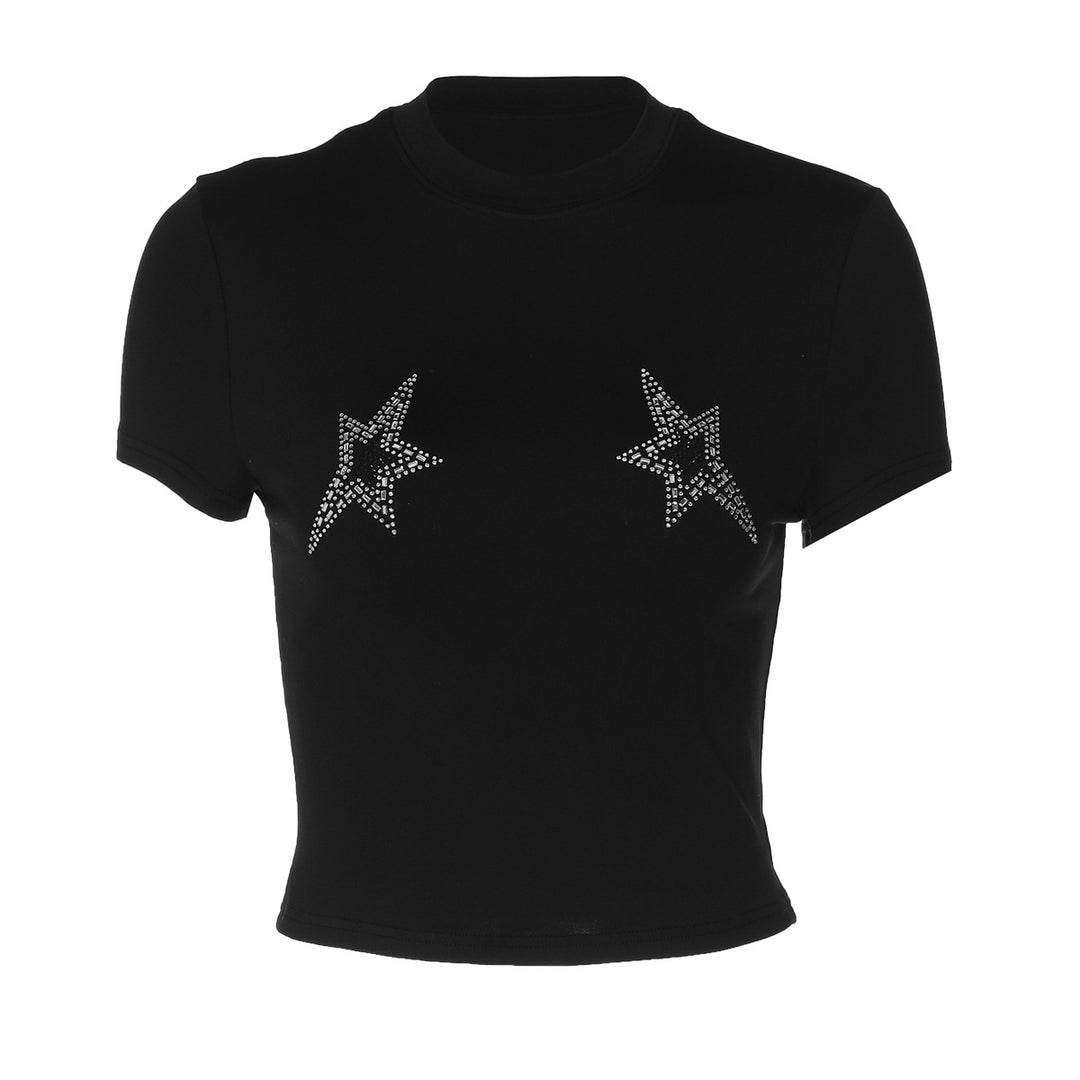 Dame kortærmet T-shirt med glimmer-design Stilla