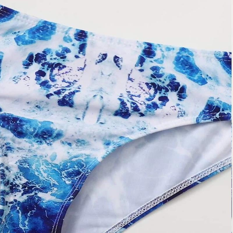 Dame Sport-Bikini med asymmetrisk skæring og moderne vandmotiv Skovae