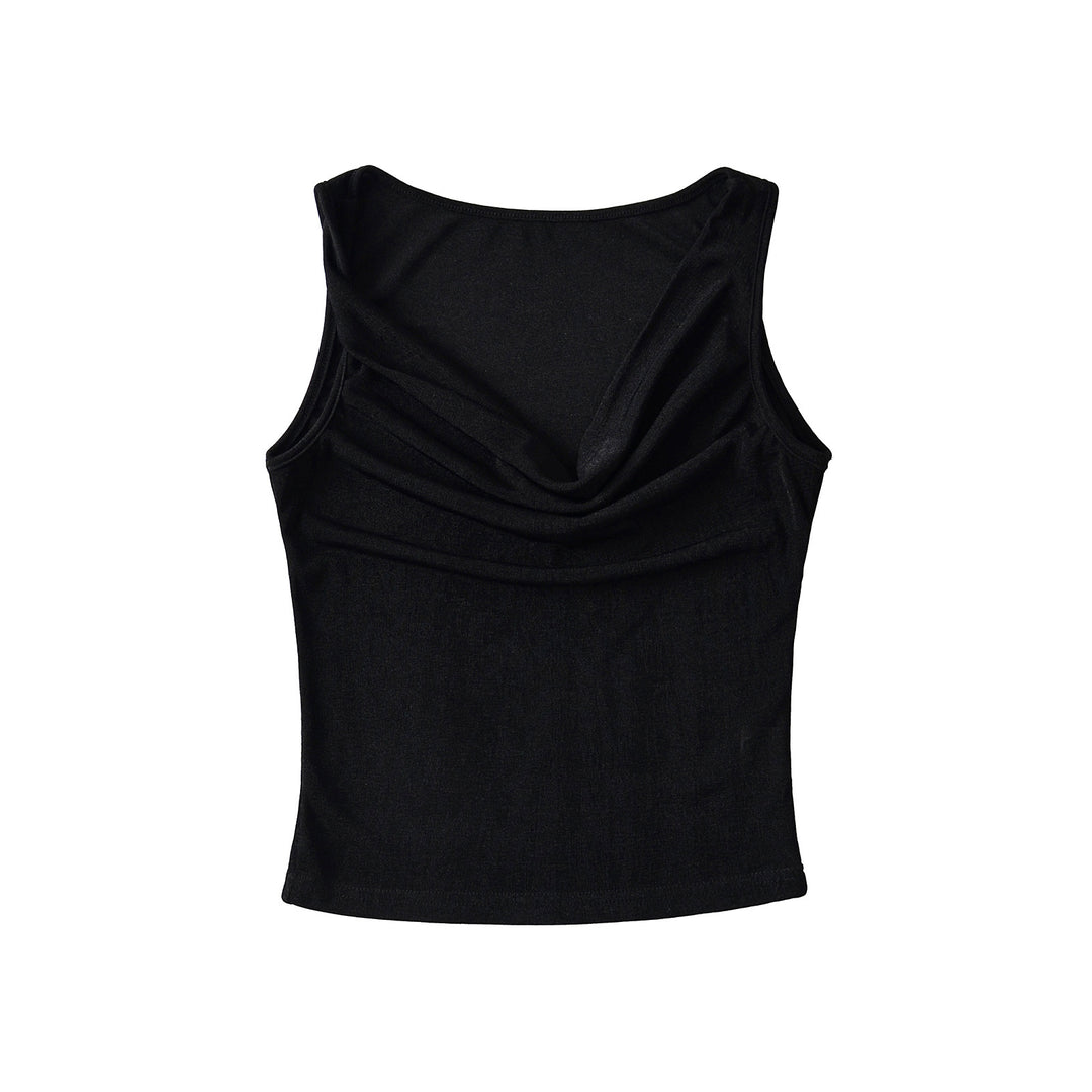 Dame ærmeløs charmerende top med raffineret drapering-design Stilla