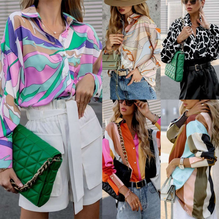 Dame Oversized Bluse med elegant blomsterdesign Stilla