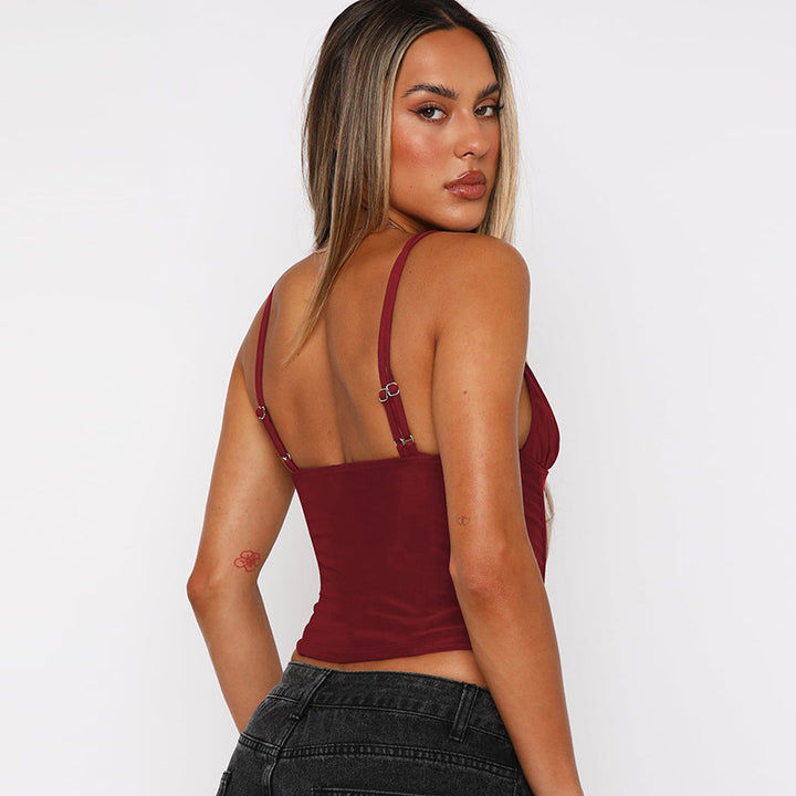 Damer Elegant skåret Bustier-top med spaghetti-stropper Skovae