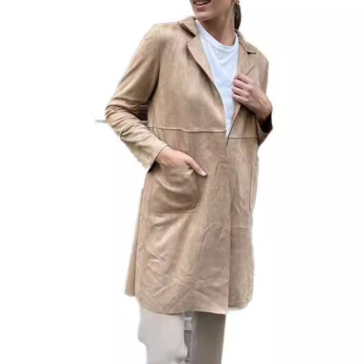 Damer elegant Longblazer lavet af blødt Suedine Stilla