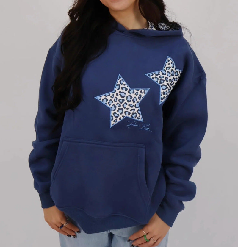 Dame nan Oversize-hoodie med stjerne-applikationer og foret hætte Skovae
